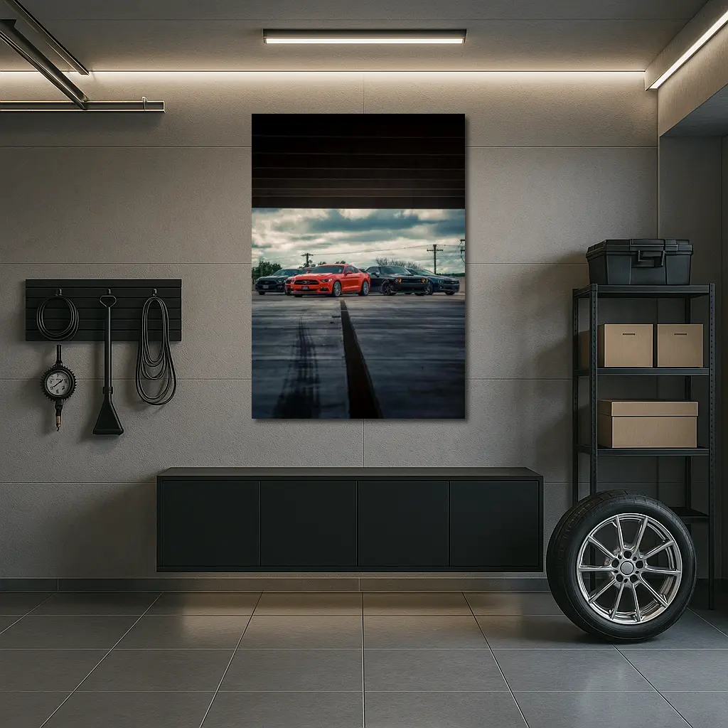 Ford Mustang Dodge Challenger Muscle Cars Lineup – Wall Art