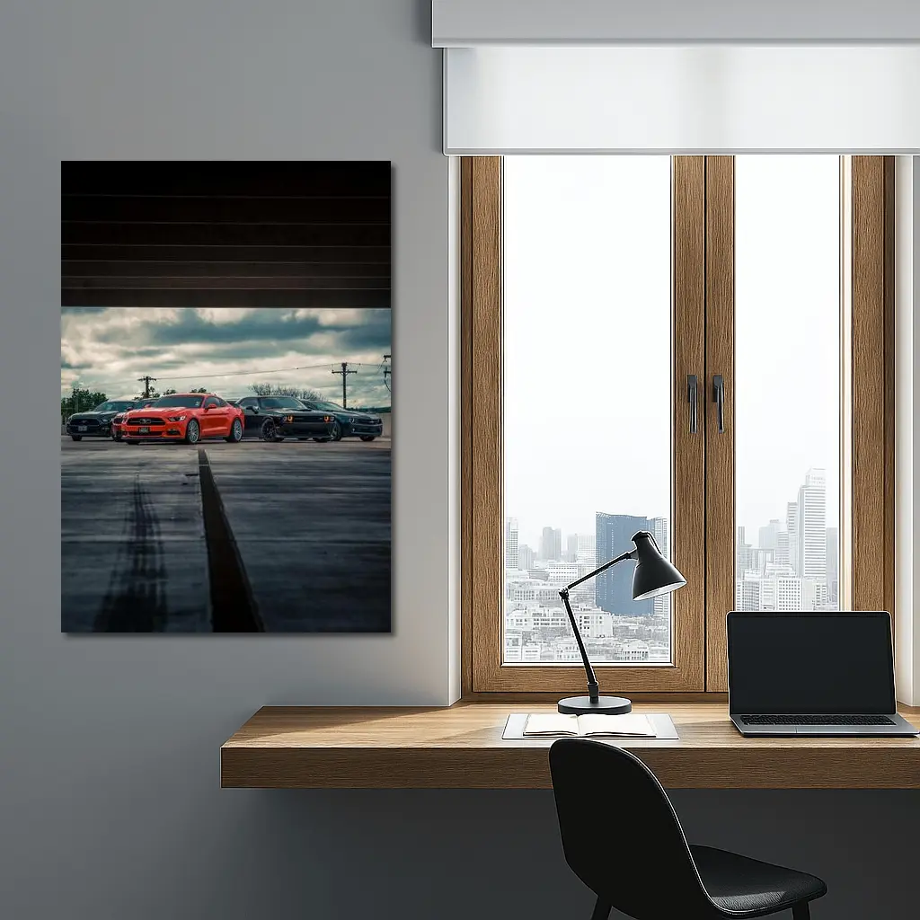 Ford Mustang Dodge Challenger Muscle Cars Lineup – Wall Art