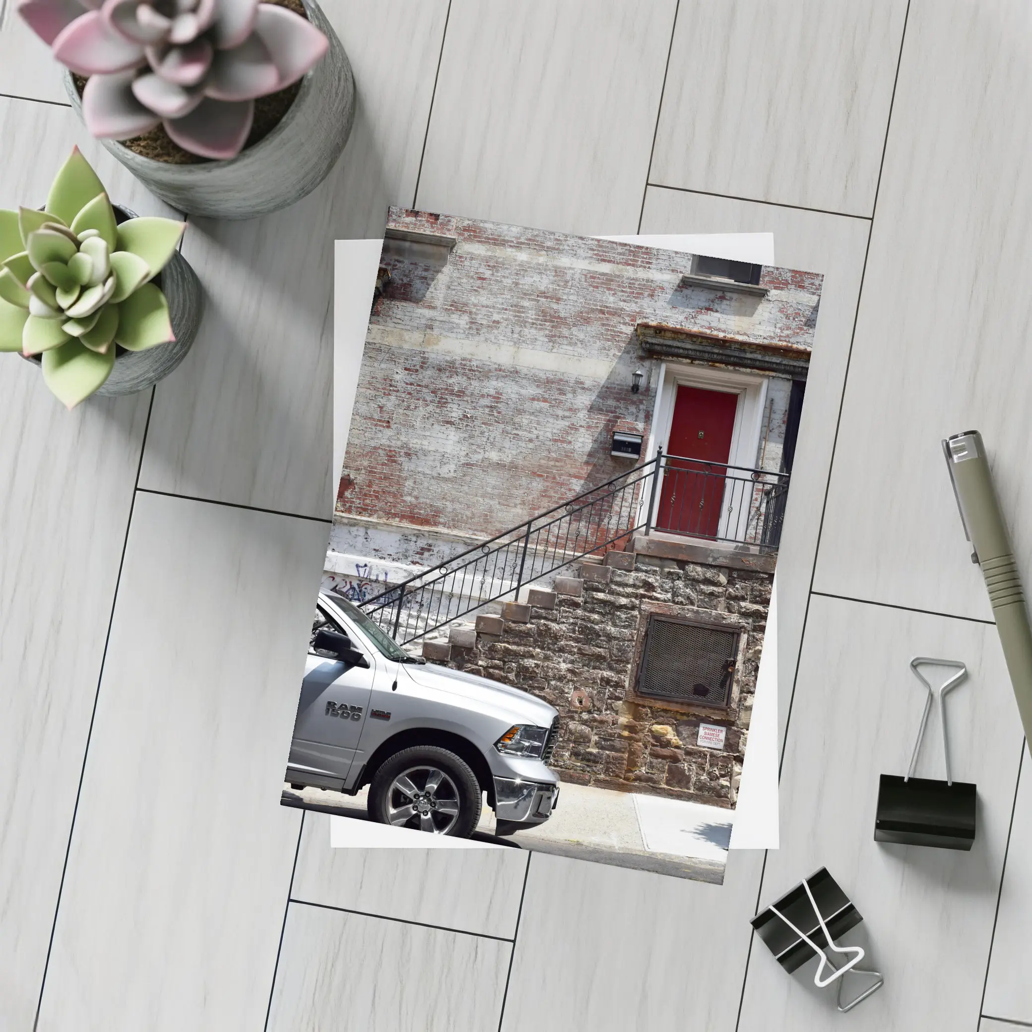 Ram 1500 Truck Urban Brick Building Street – Postcards