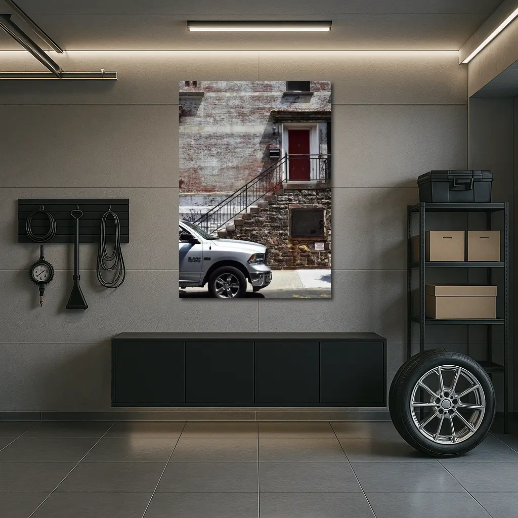 Ram 1500 Truck Urban Brick Building Street – Wall Art