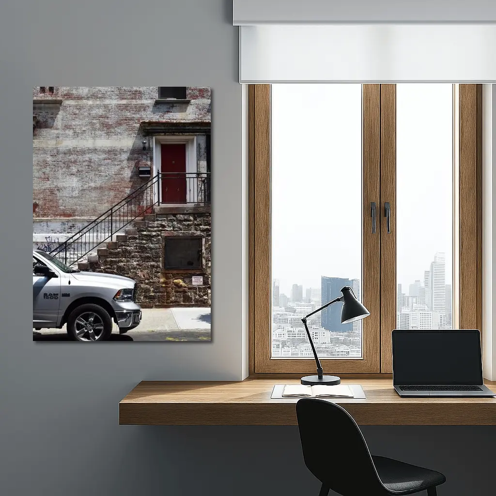 Ram 1500 Truck Urban Brick Building Street – Wall Art