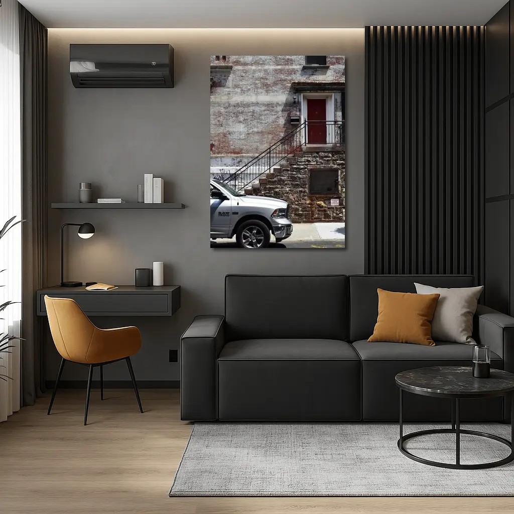 Ram 1500 Truck Urban Brick Building Street – Wall Art