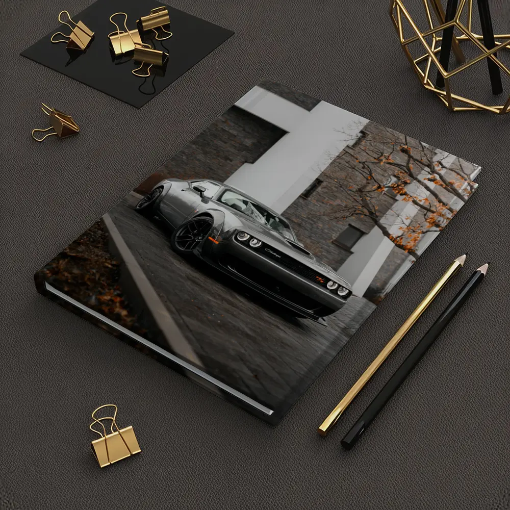 Dodge Challenger Gray Muscle Car Urban Setting – Notebooks