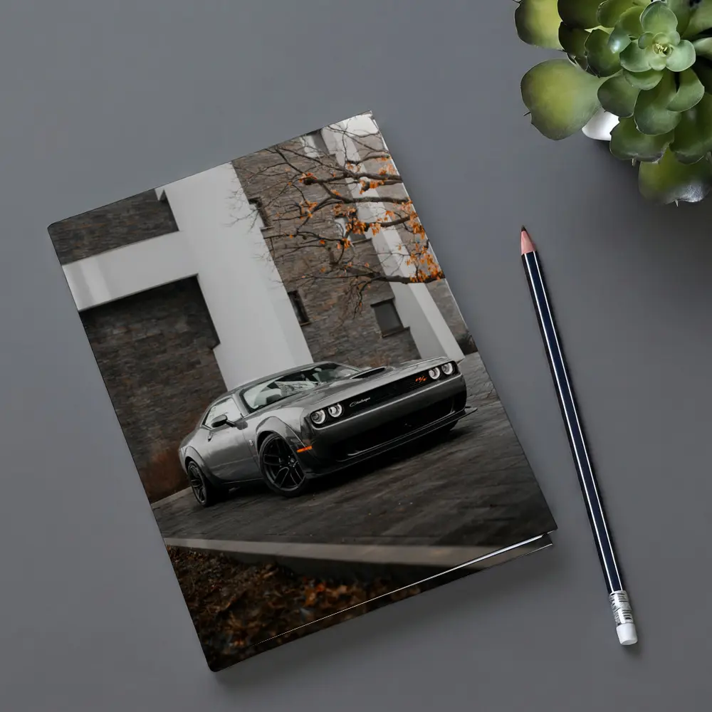 Dodge Challenger Gray Muscle Car Urban Setting – Notebooks