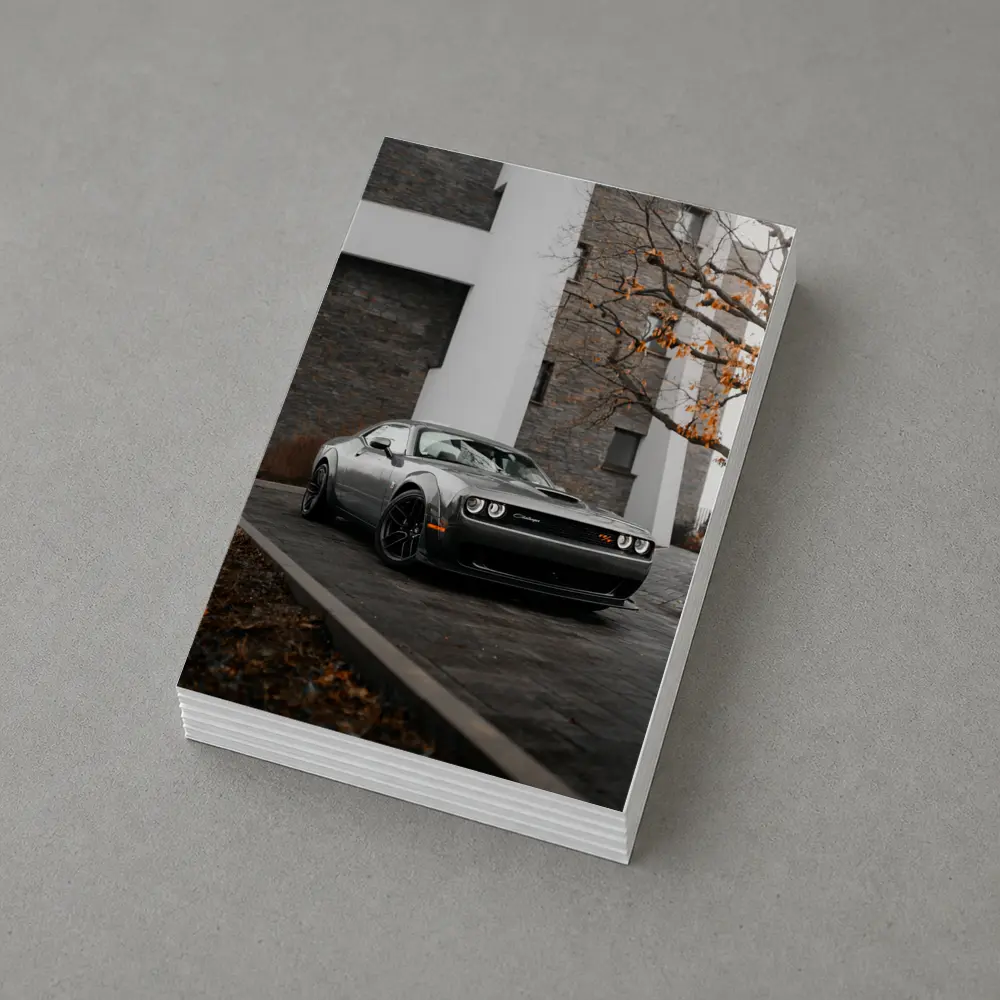 Dodge Challenger Gray Muscle Car Urban Setting – Postcards