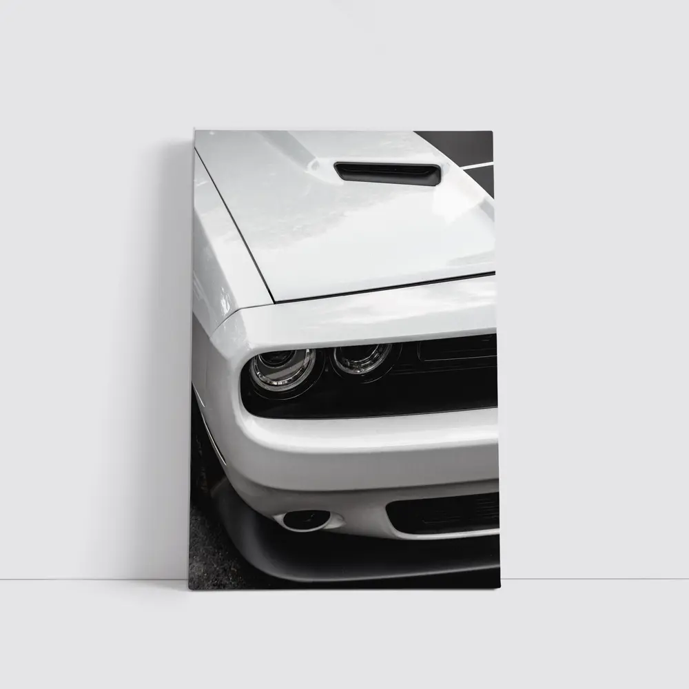 Dodge Challenger Front Close Up Black White – Wall Art