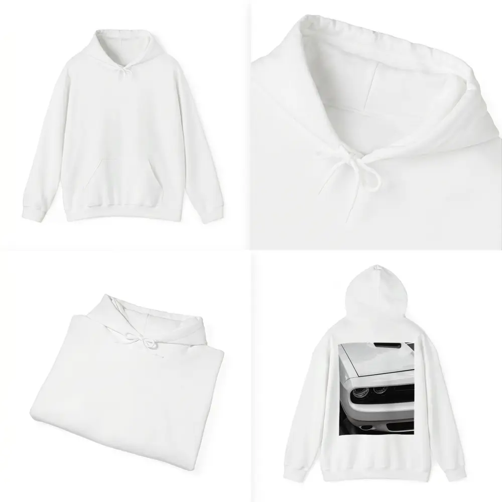 Dodge Challenger Front Close Up Black White – Hoodies