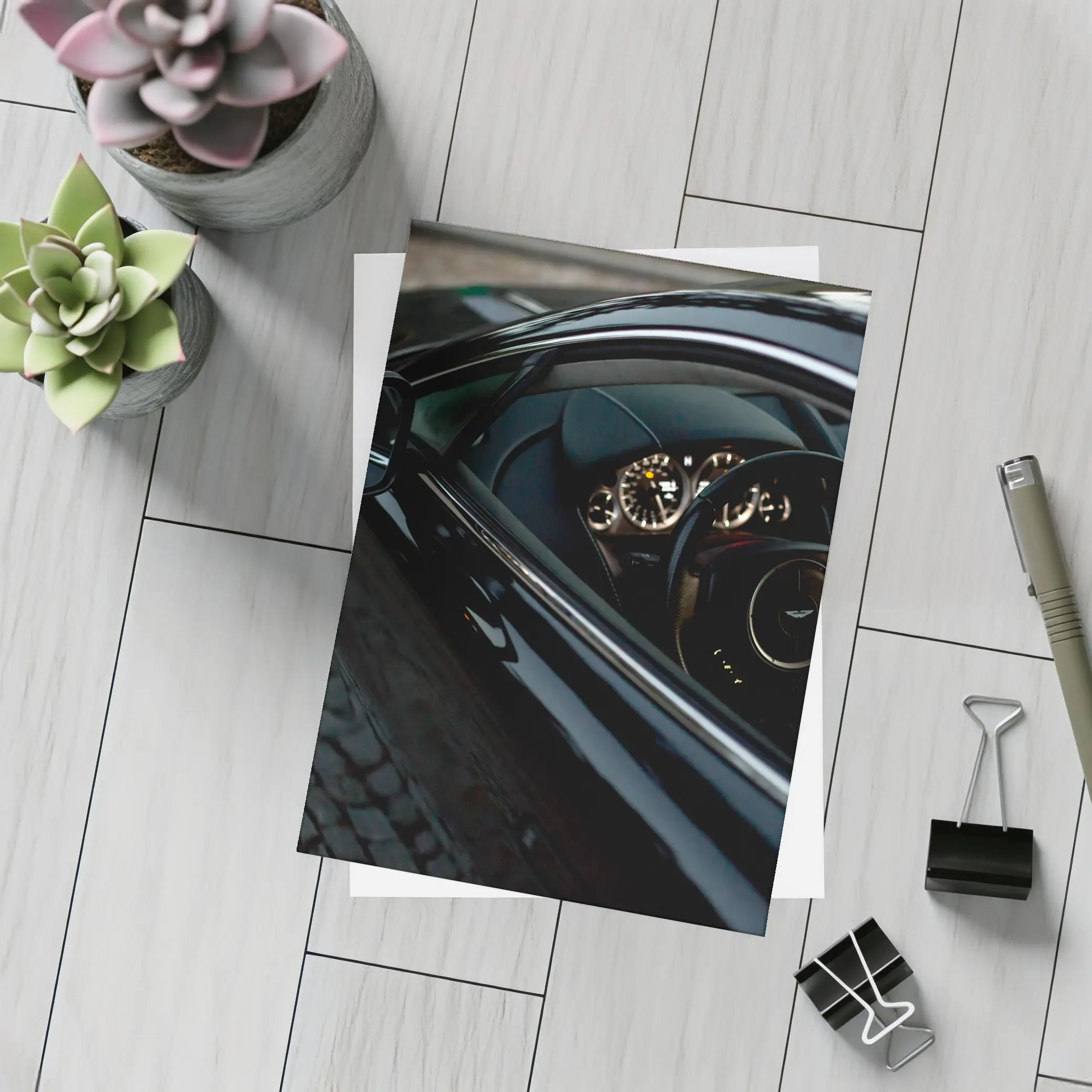 Aston Martin DB Interior Black Detail Shot – Postcards