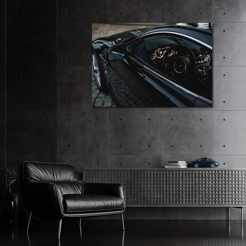 Aston Martin DB Interior Black Detail Shot – Wall Art