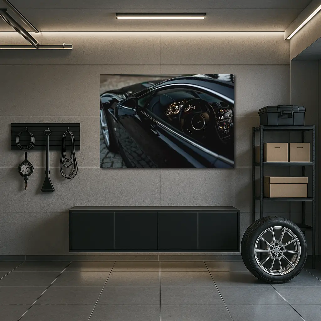 Aston Martin DB Interior Black Detail Shot – Wall Art