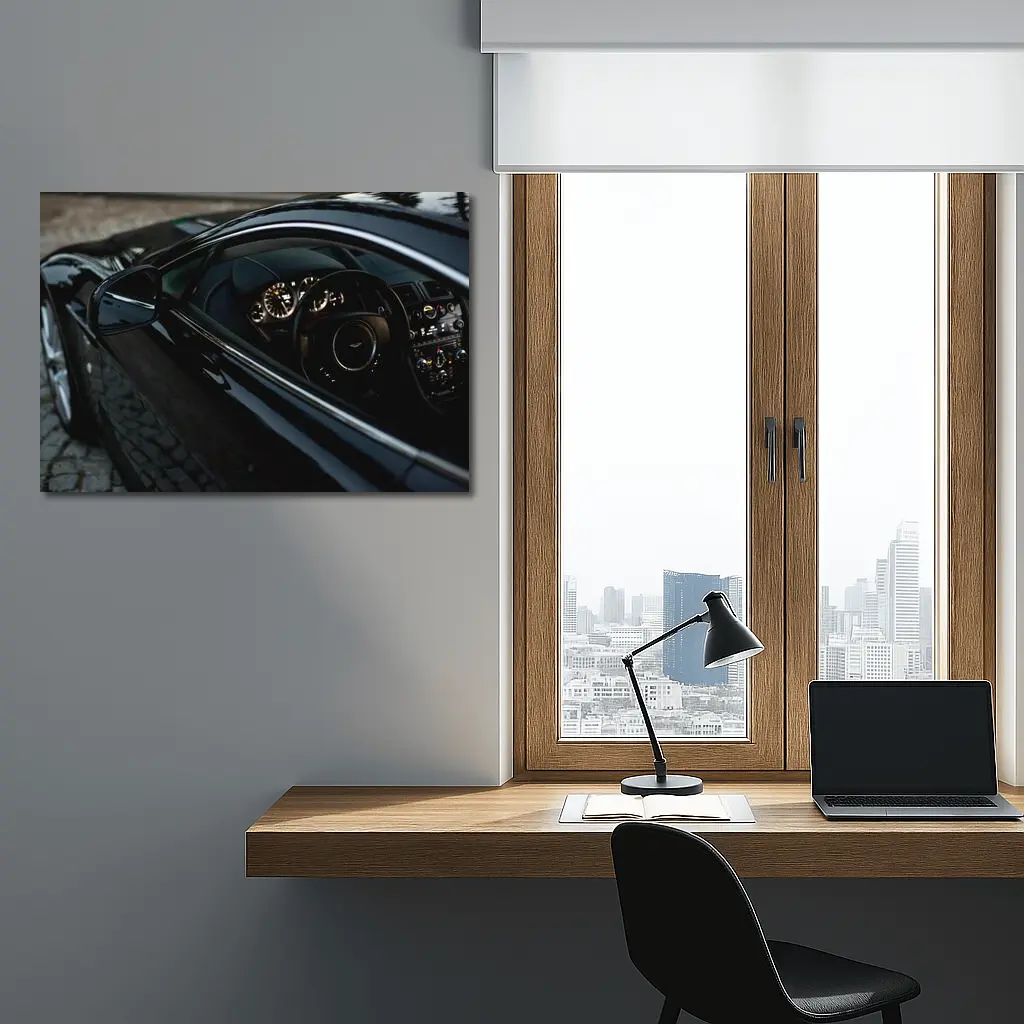 Aston Martin DB Interior Black Detail Shot – Wall Art