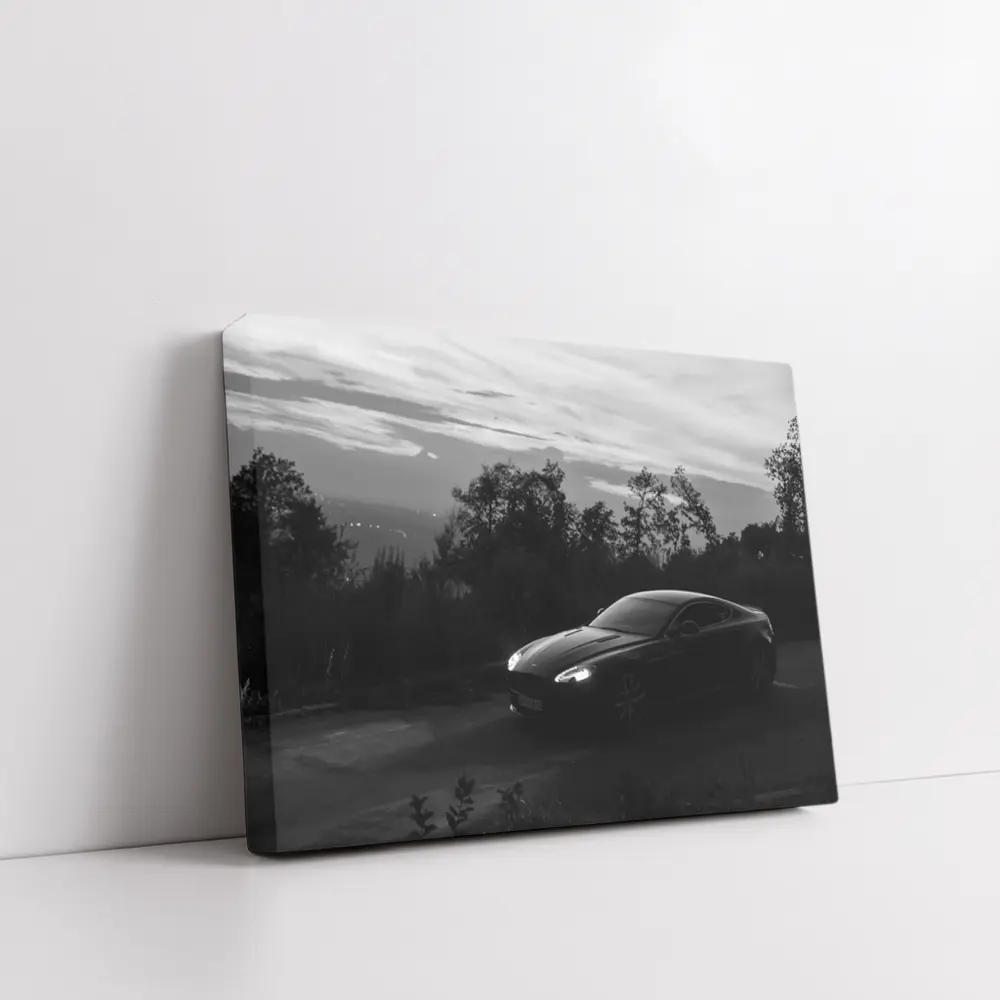 Aston Martin Vantage Black and White Dusk – Wall Art