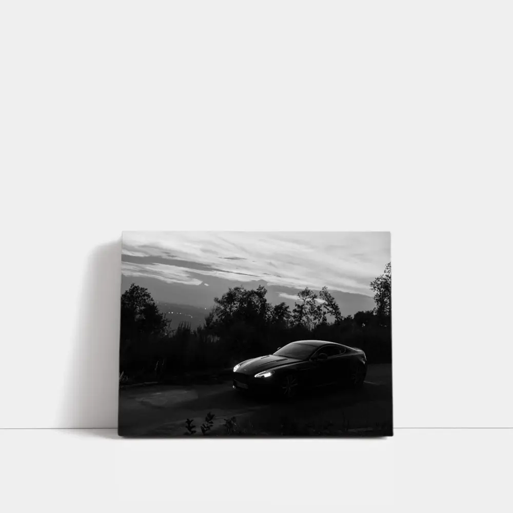 Aston Martin Vantage Black and White Dusk – Wall Art