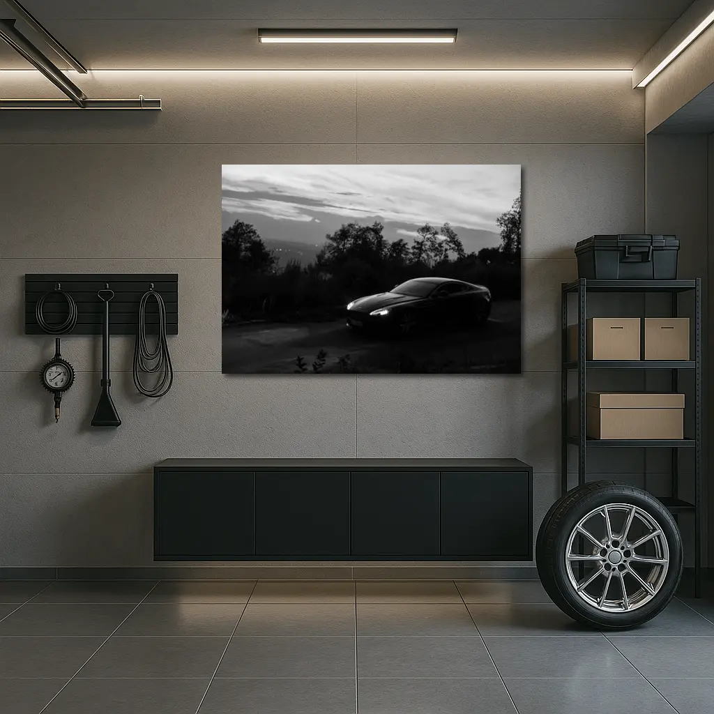 Aston Martin Vantage Black and White Dusk – Wall Art