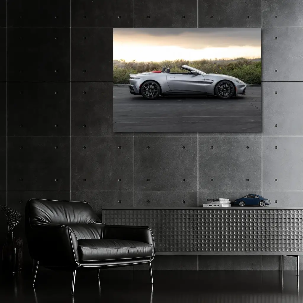 Aston Martin Vantage Roadster Silver Side Profile – Wall Art