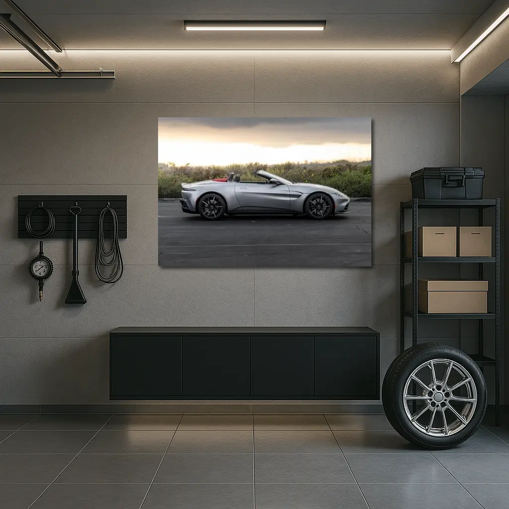 Aston Martin Vantage Roadster Silver Side Profile – Wall Art