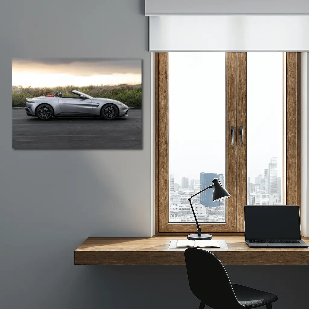 Aston Martin Vantage Roadster Silver Side Profile – Wall Art