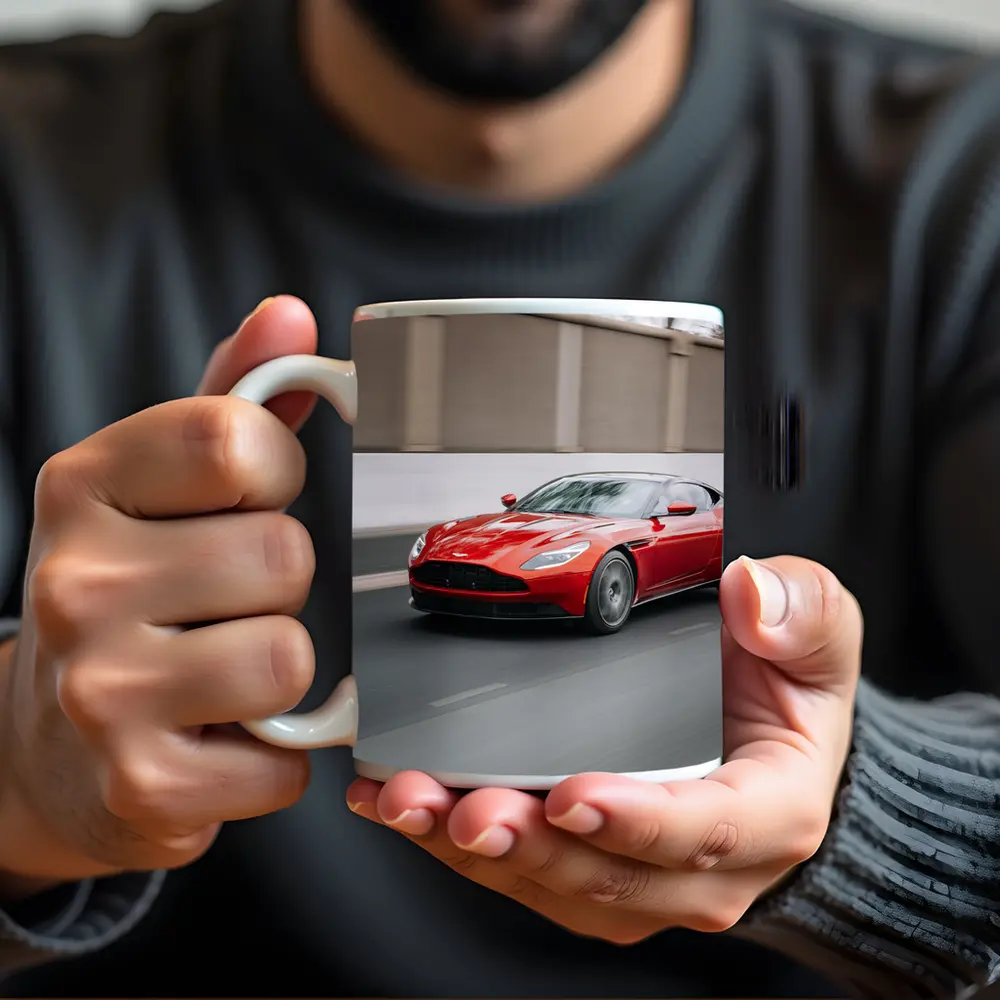 Aston Martin DB11 Red on Street – Mugs