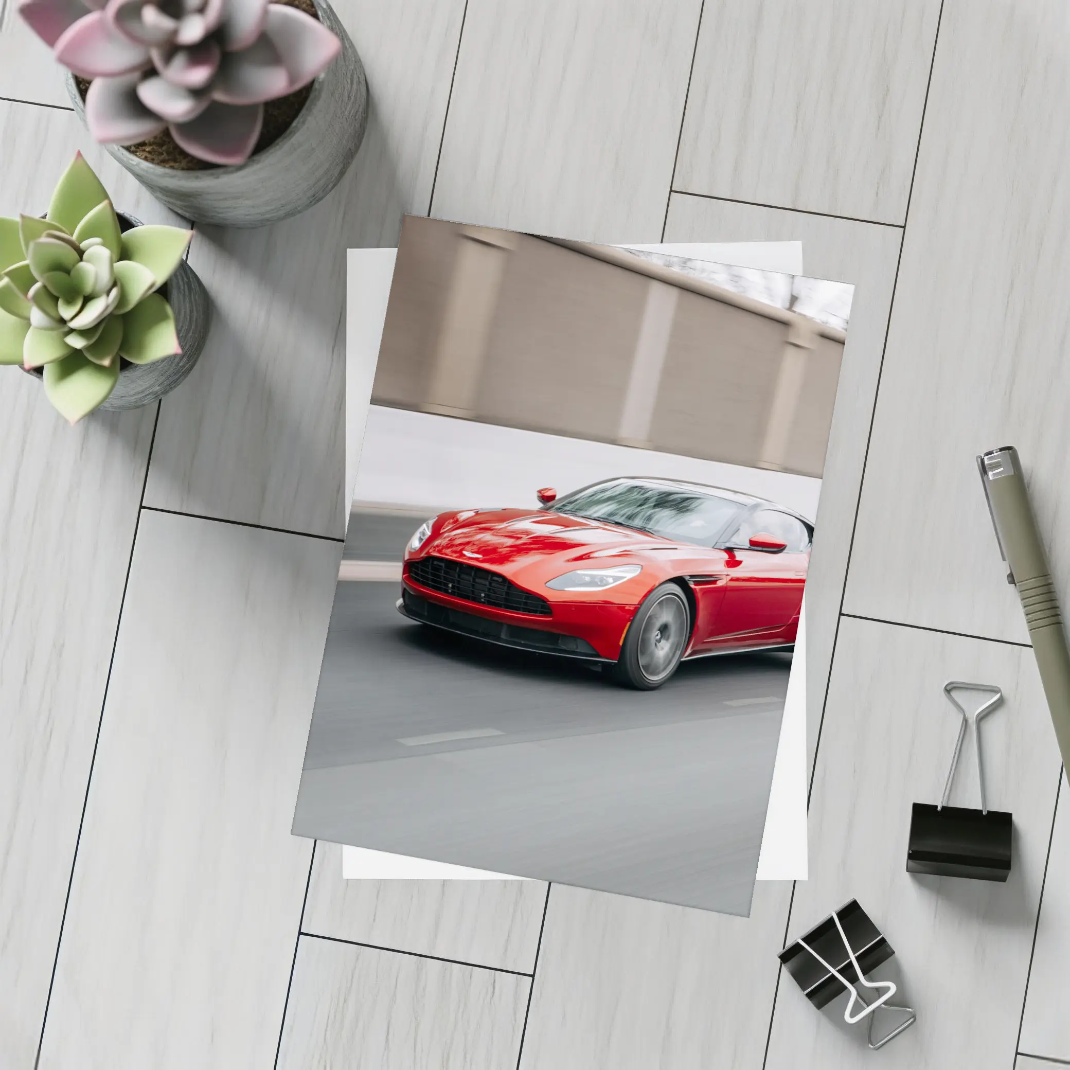 Aston Martin DB11 Red on Street – Postcards