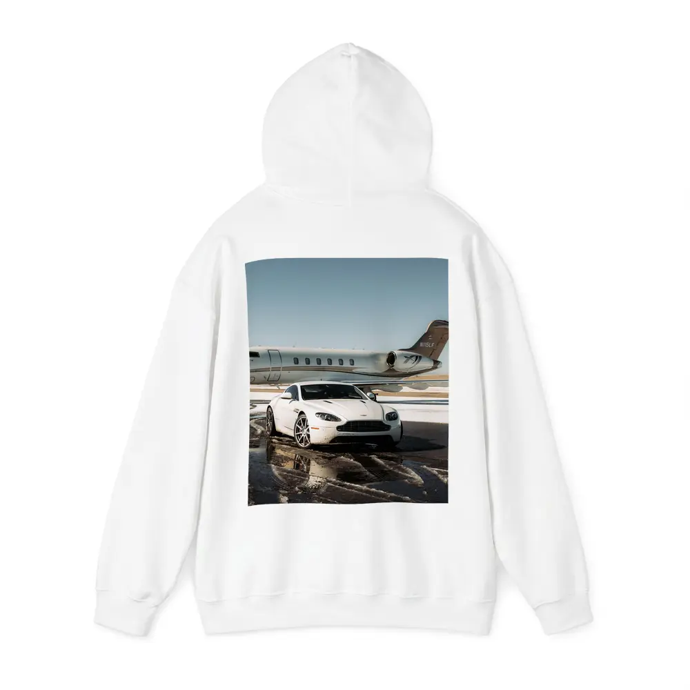 Aston Martin Vantage White Private Jet Tarmac – Hoodies