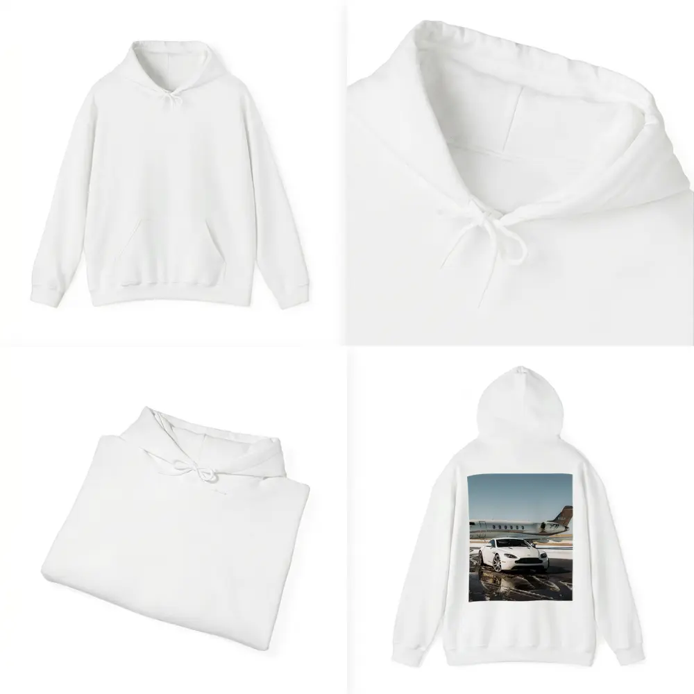 Aston Martin Vantage White Private Jet Tarmac – Hoodies