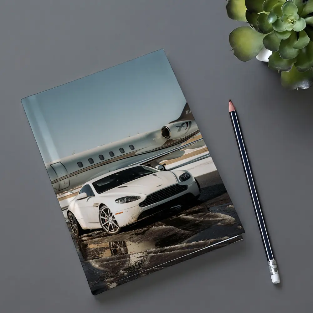 Aston Martin Vantage White Private Jet Tarmac – Notebooks