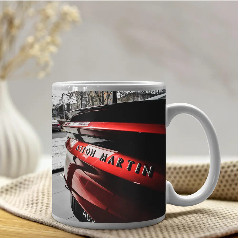 Aston Martin Red Sports Car Rear Close Up – Mugs