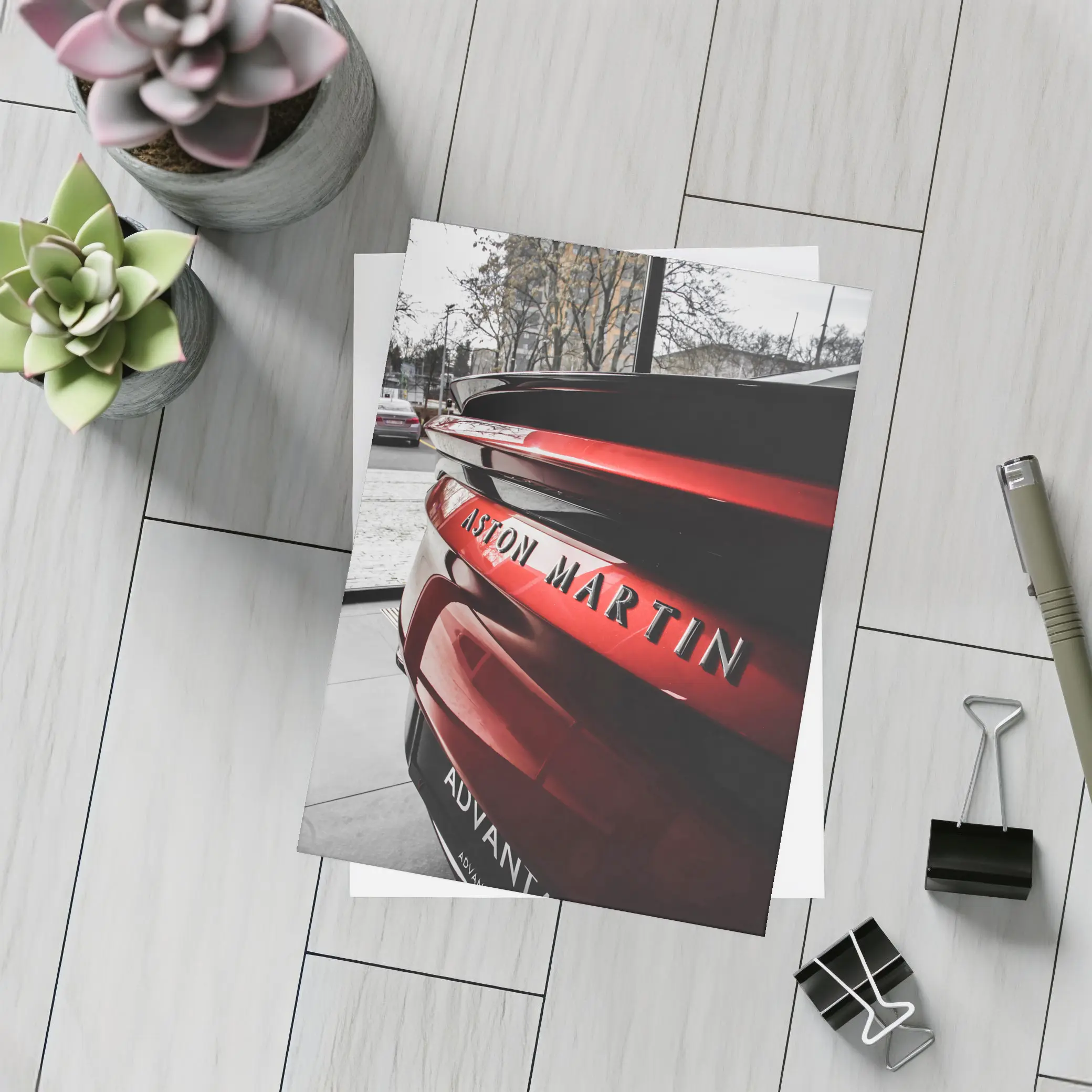 Aston Martin Red Sports Car Rear Close Up – Postcards