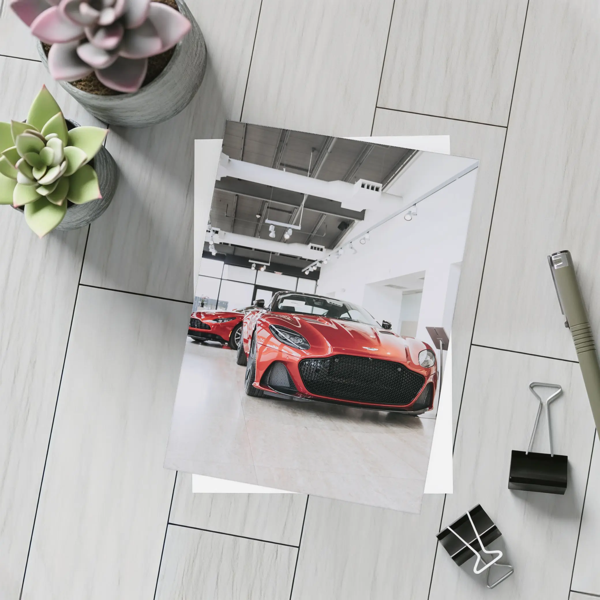 Aston Martin DBS Superleggera Red Showroom – Postcards