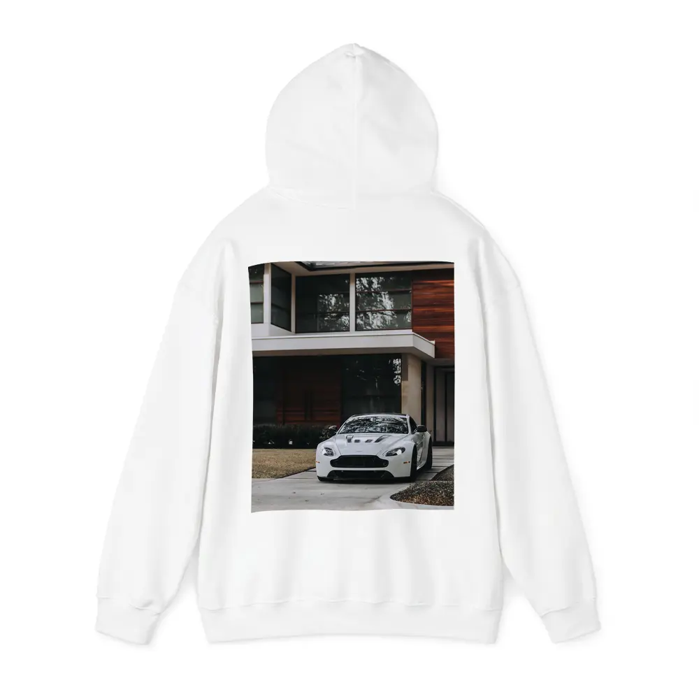 Aston Martin Vantage White Modern House Driveway – Hoodies