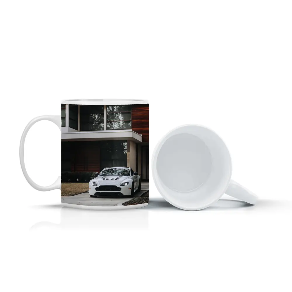 Aston Martin Vantage White Modern House Driveway – Mugs