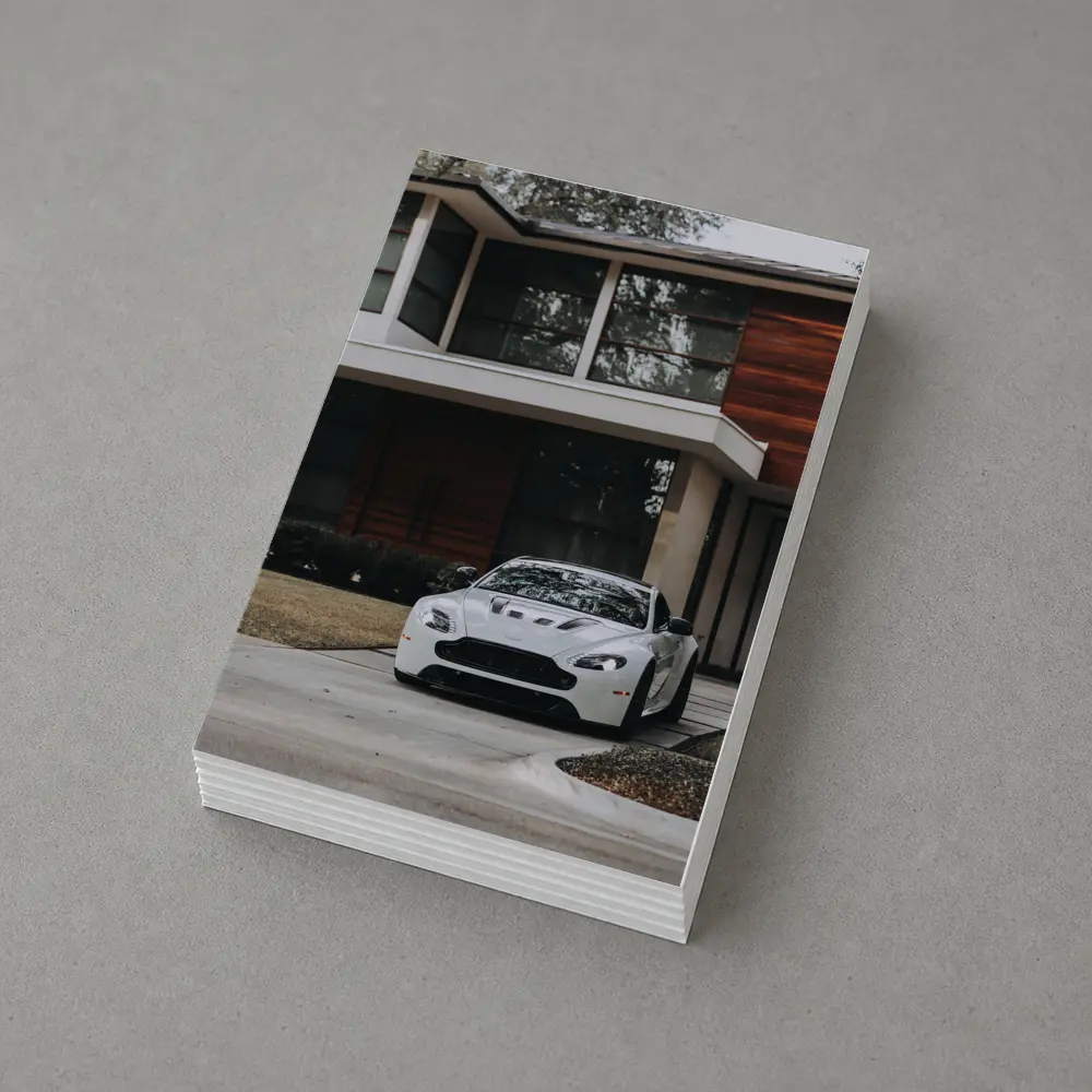 Aston Martin Vantage White Modern House Driveway – Postcards