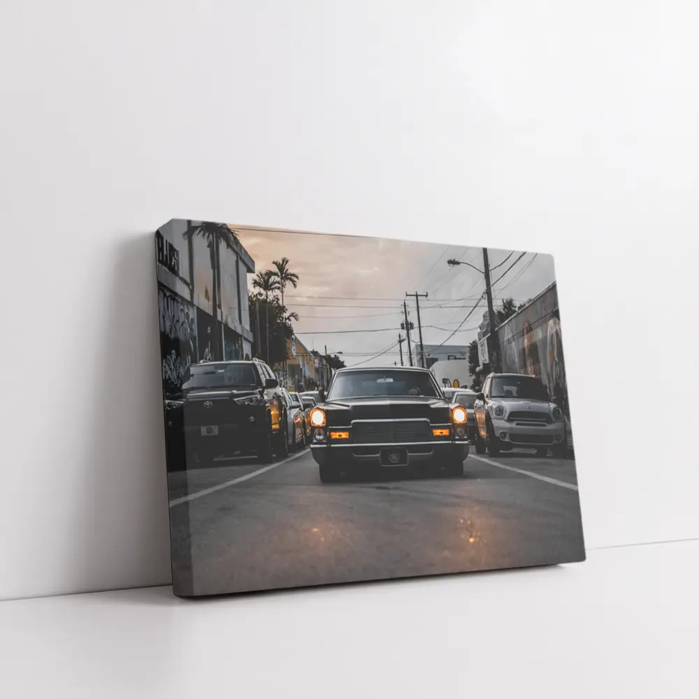 Classic Cadillac DeVille Urban Street Sunset – Wall Art