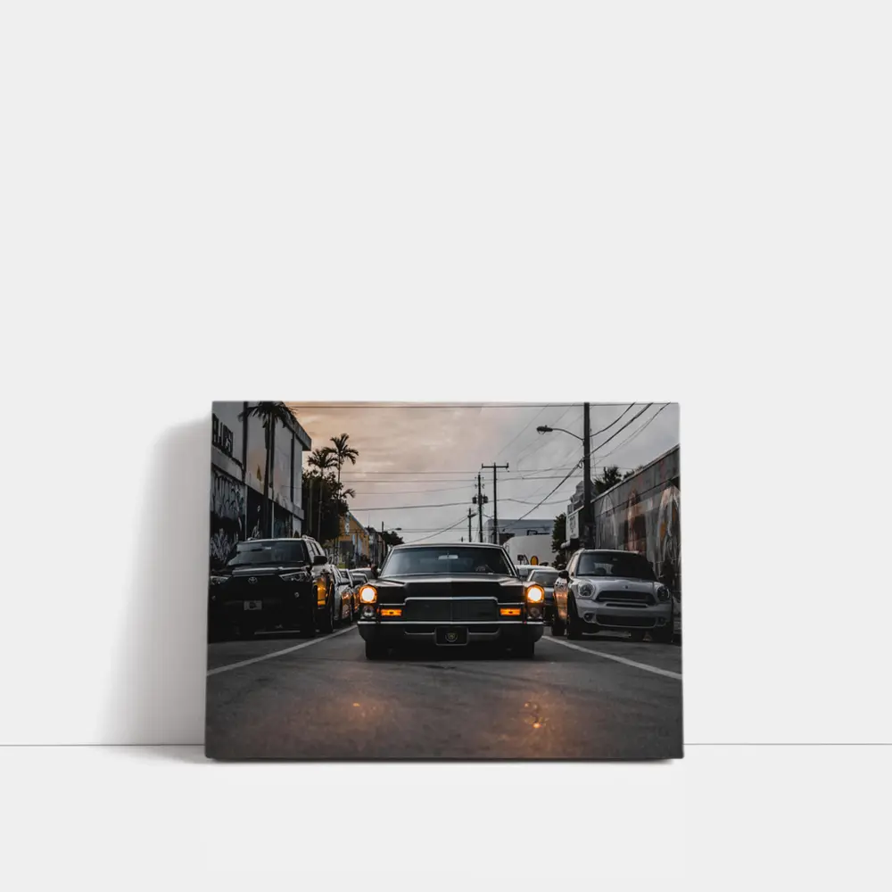 Classic Cadillac DeVille Urban Street Sunset – Wall Art