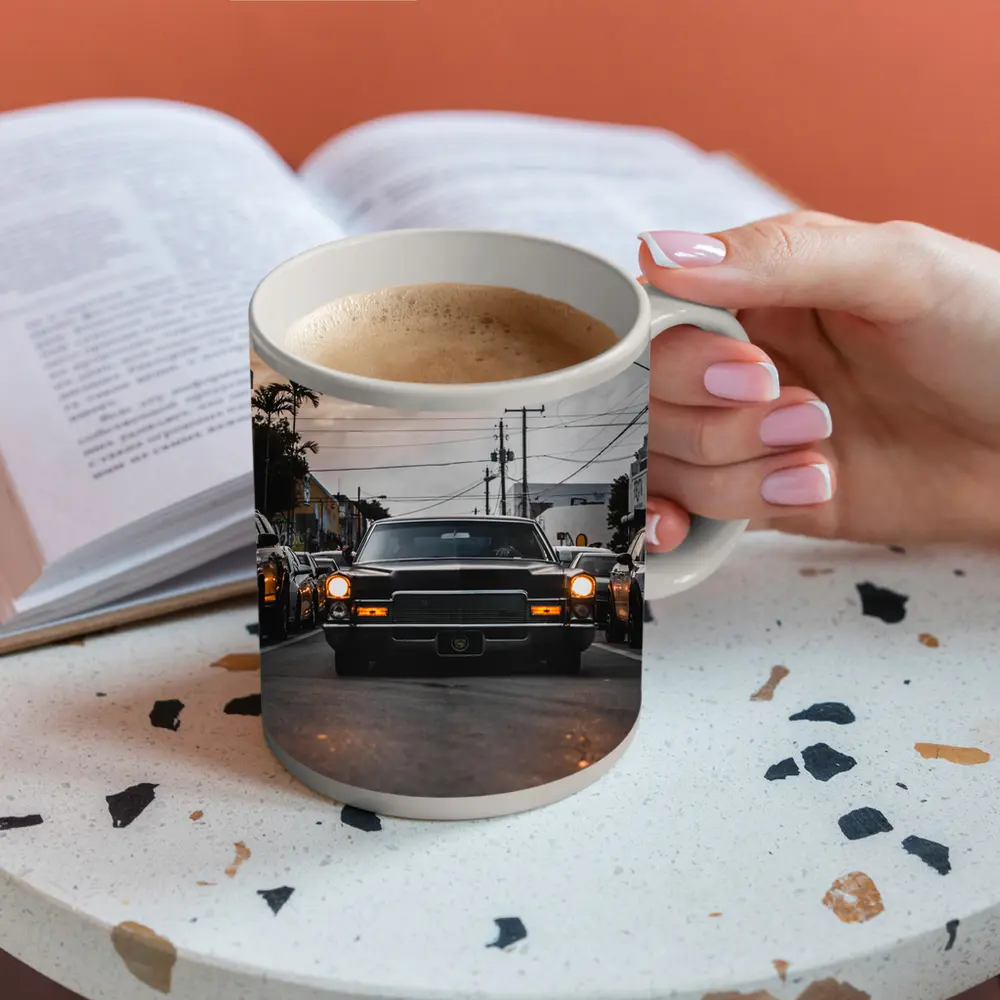 Classic Cadillac DeVille Urban Street Sunset – Mugs