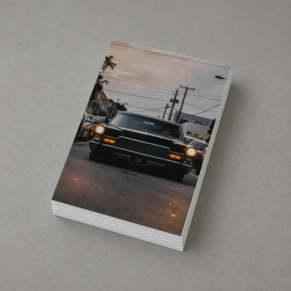 Classic Cadillac DeVille Urban Street Sunset – Postcards