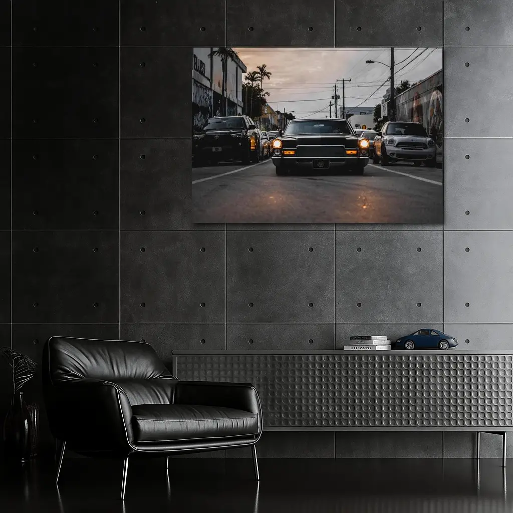 Classic Cadillac DeVille Urban Street Sunset – Wall Art