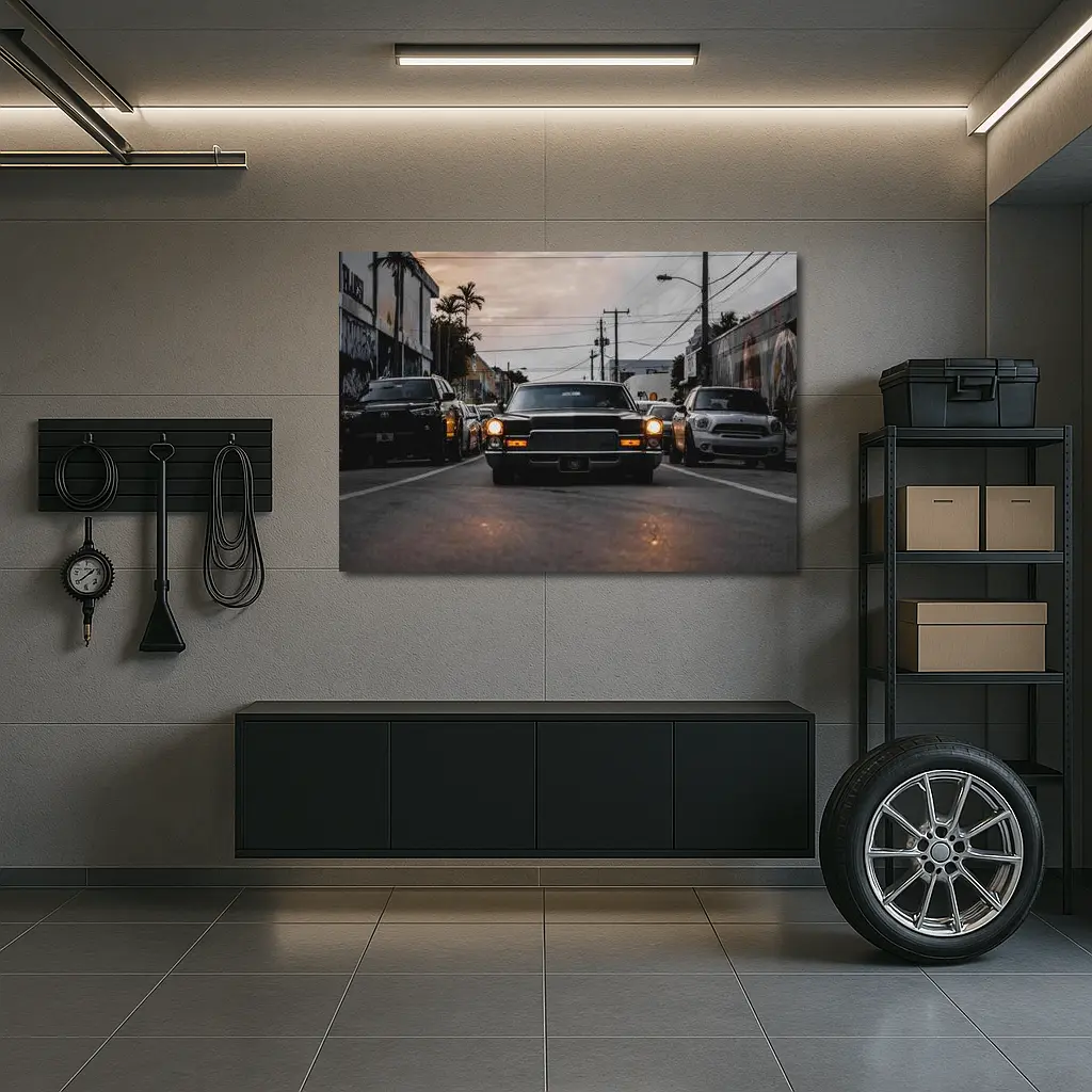 Classic Cadillac DeVille Urban Street Sunset – Wall Art