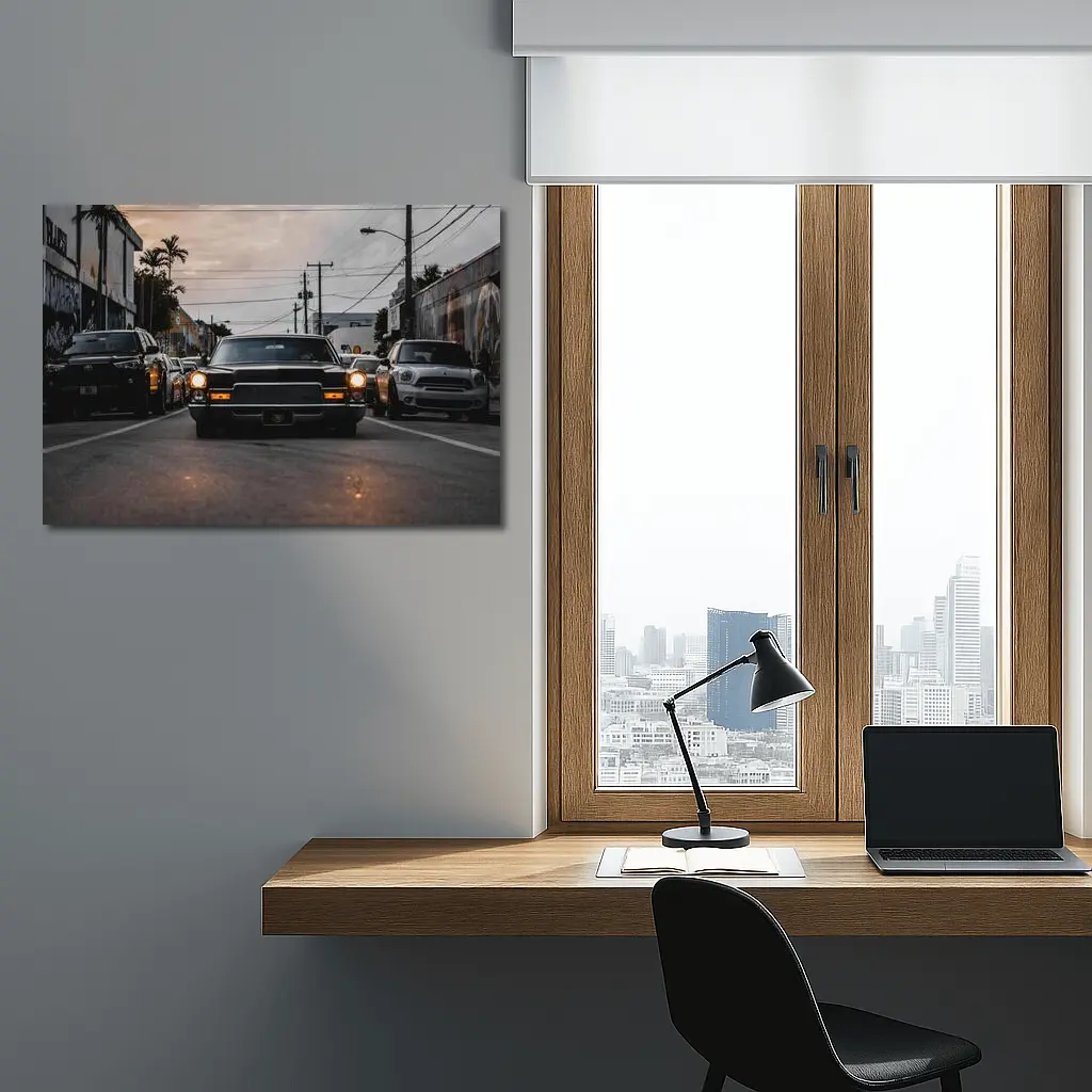 Classic Cadillac DeVille Urban Street Sunset – Wall Art