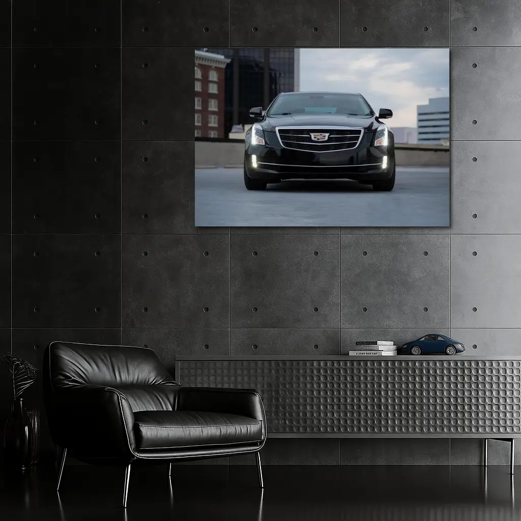 Cadillac ATS Black Front View City – Wall Art
