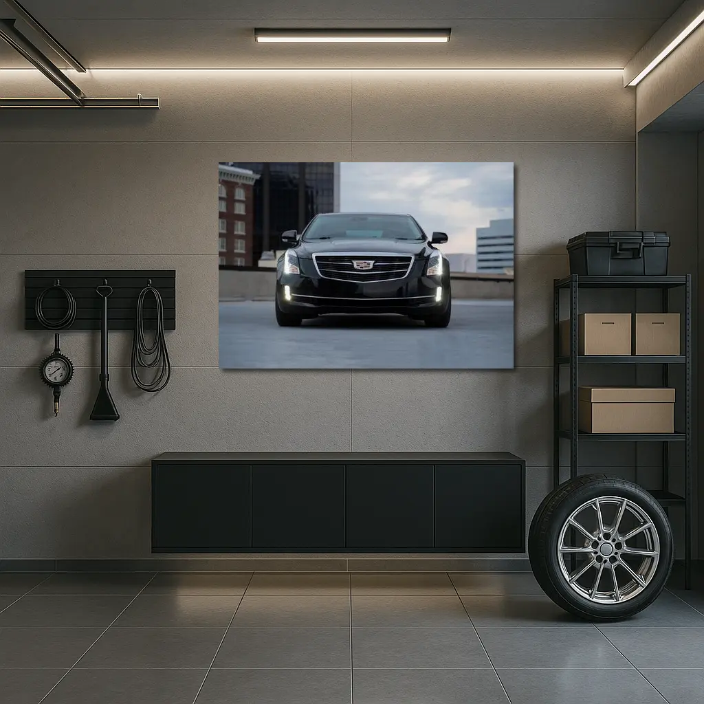 Cadillac ATS Black Front View City – Wall Art