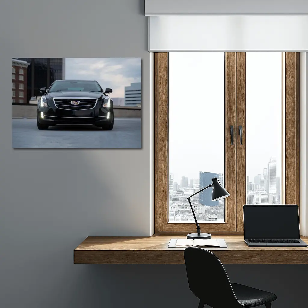 Cadillac ATS Black Front View City – Wall Art