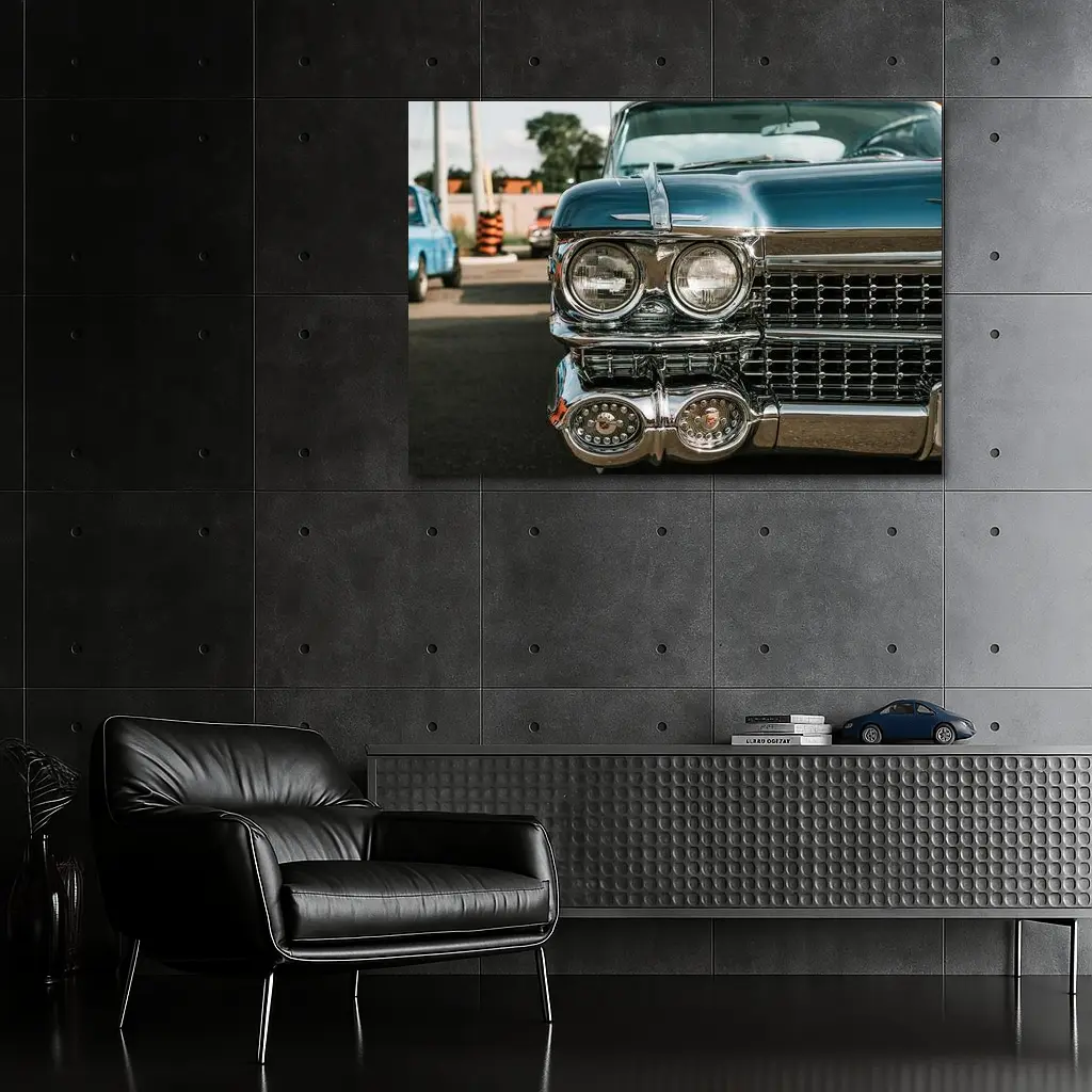 Classic Cadillac Chrome Grille Street Scene – Wall Art
