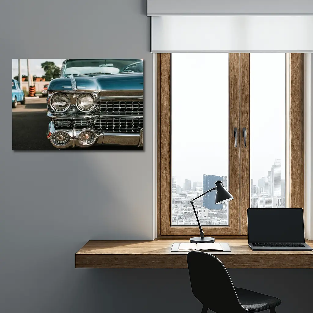 Classic Cadillac Chrome Grille Street Scene – Wall Art