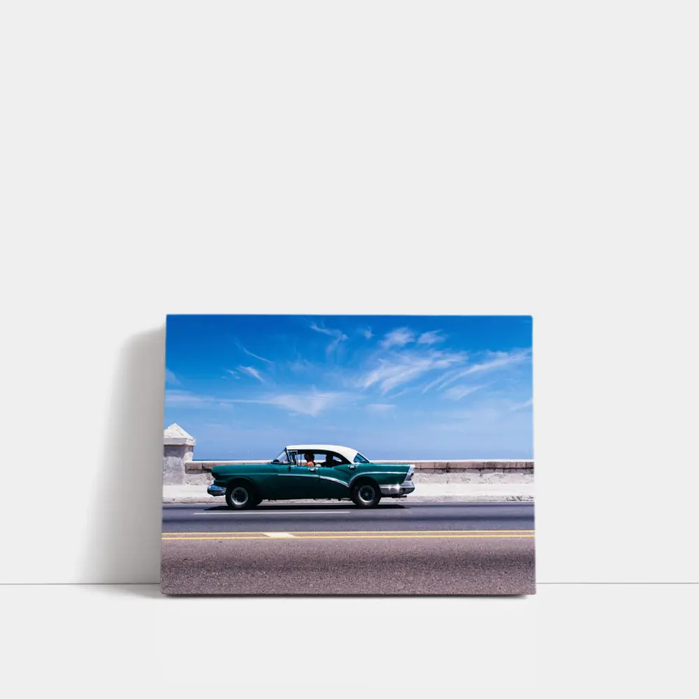 Classic Buick Green Car Coastal Road Drive – Wall Art