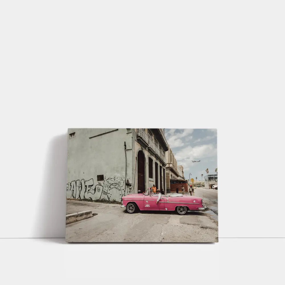 Pink Chevrolet Classic Convertible Havana Street – Wall Art