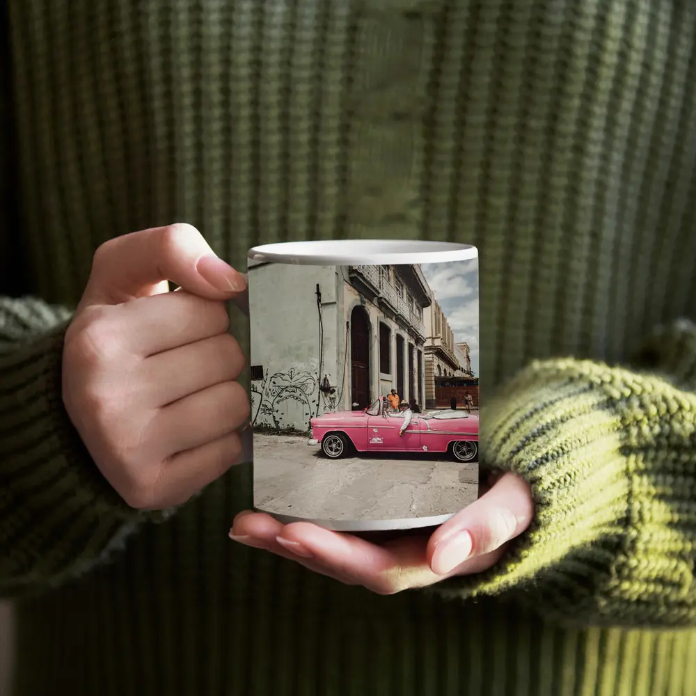 Pink Chevrolet Classic Convertible Havana Street – Mugs