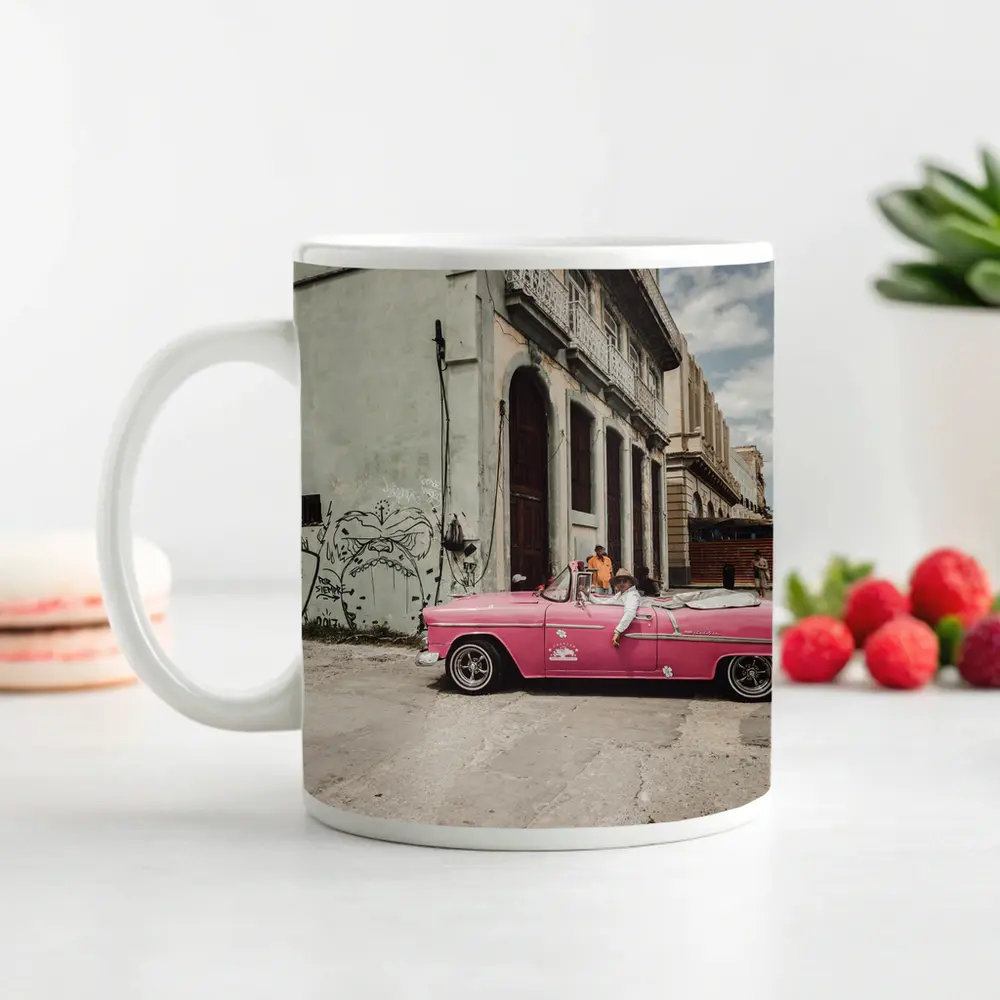Pink Chevrolet Classic Convertible Havana Street – Mugs