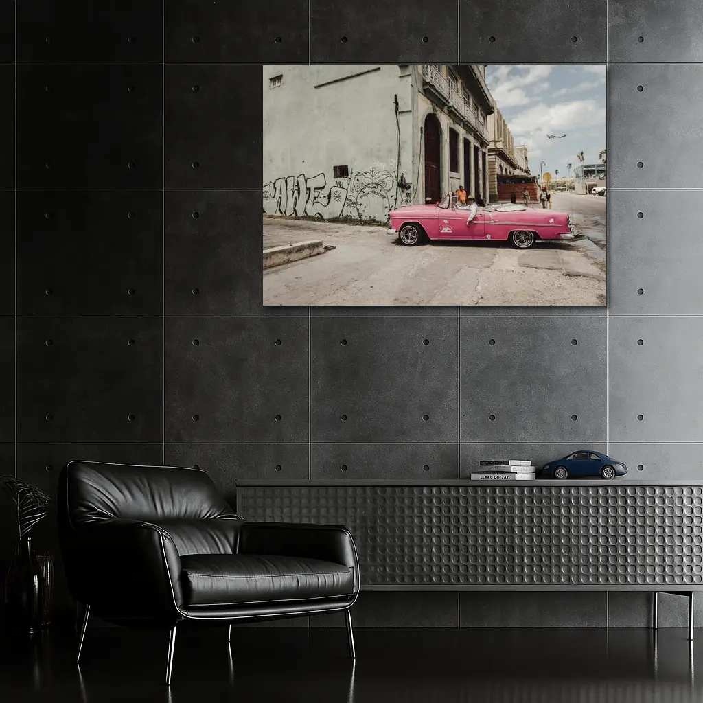 Pink Chevrolet Classic Convertible Havana Street – Wall Art
