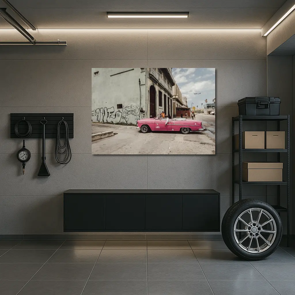 Pink Chevrolet Classic Convertible Havana Street – Wall Art